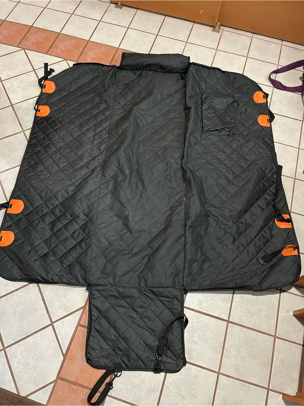 Amazon Black Quilted Pet Car Seat Cover with Orange Tabs
